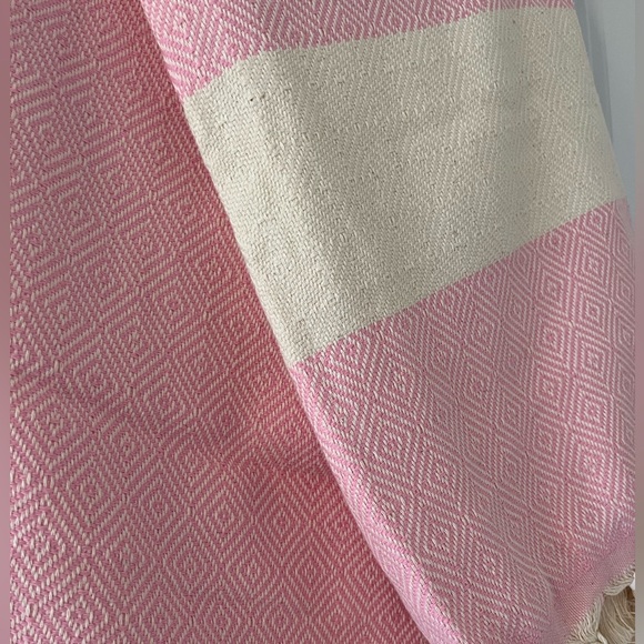 Authentic Turkish towel pink and ivory - Picture 2 of 2